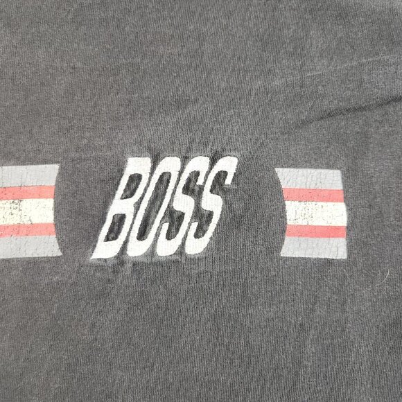 VTG 90's BOSS Shirt Men's Extra Large Embroidered Logo GREAT FADE Heavy Grunge - Picture 7 of 9